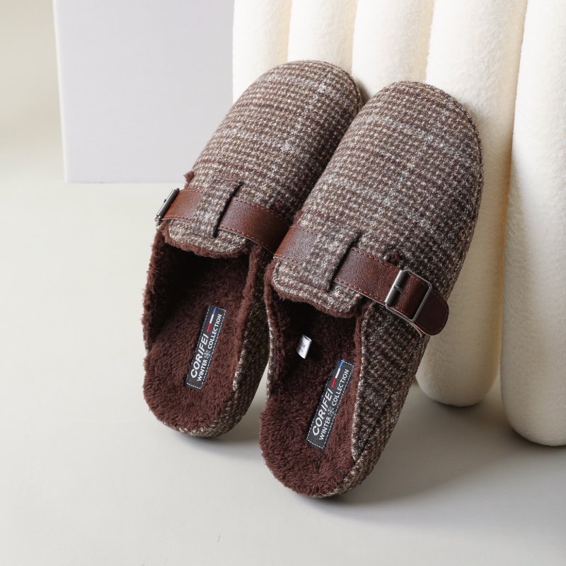 Man Winter Slipper Customized Fuzzy Straps Warm Winter Slippers Sandal Slides