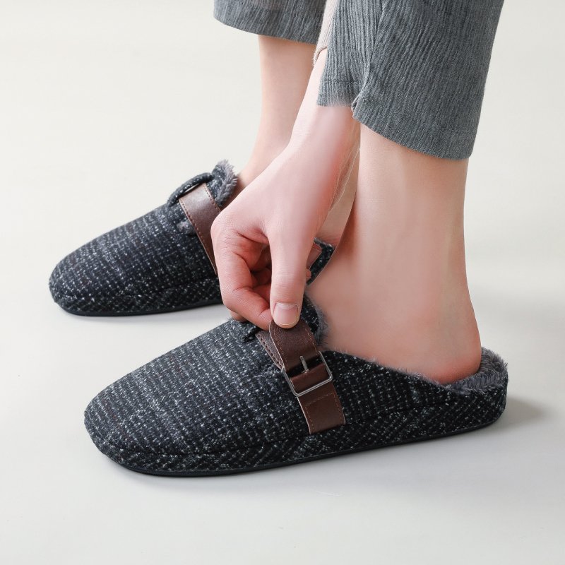 Man Winter Slipper Customized Fuzzy Straps Warm Winter Slippers Sandal Slides