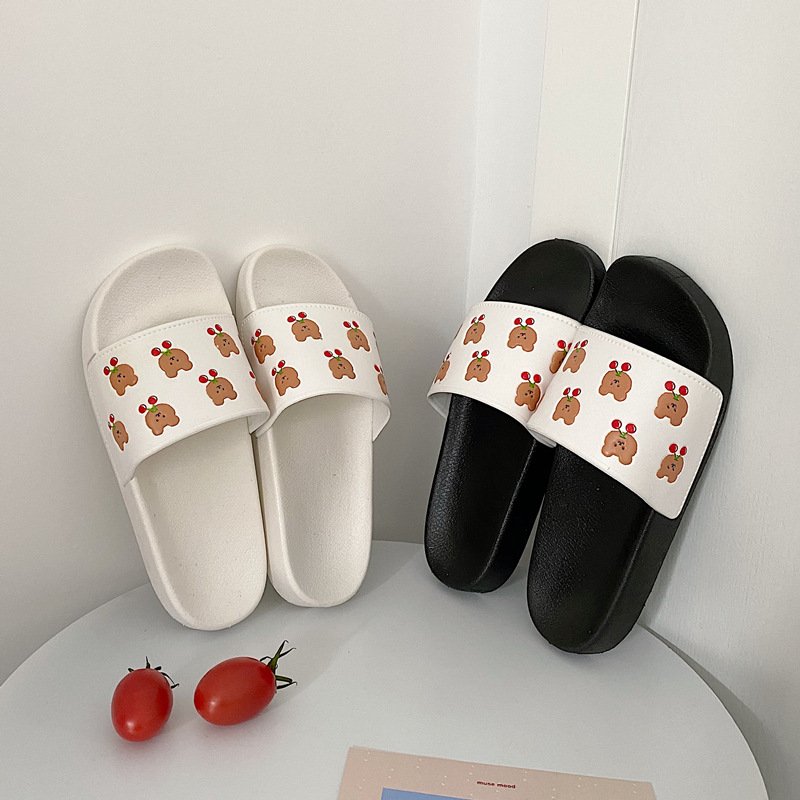 2024 Light weight anti-slip women sandals soft sole house slides cute bear and cherry Indoor PVC Slides Slippers