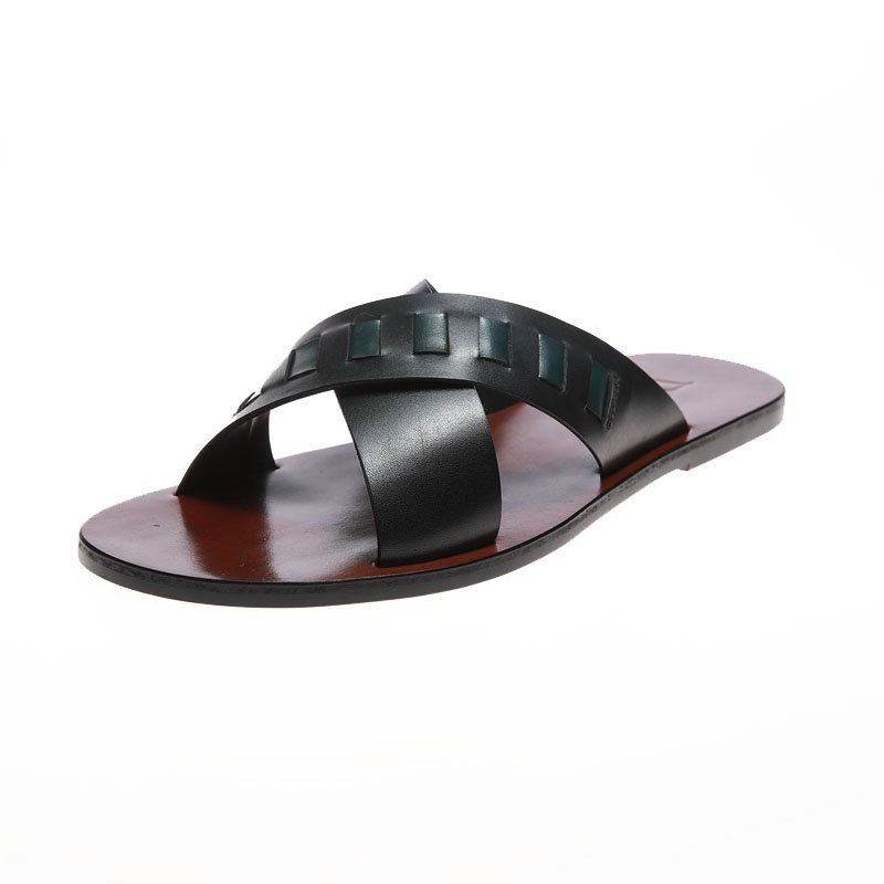 2021 New Making Custom Logo Chinese Latest Design Sandal Leather Slippers For Men