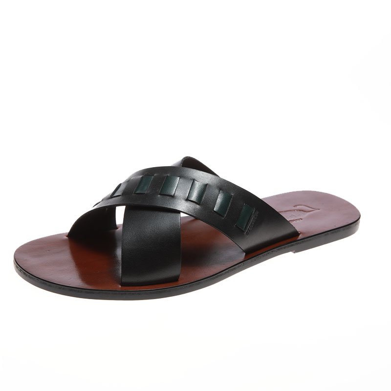 2021 New Making Custom Logo Chinese Latest Design Sandal Leather Slippers For Men