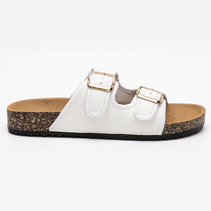 OEM ODM Double Strap Denim Cloth Women's Slides with Double Buckle Linen Cloth Girl's custom women slippers
