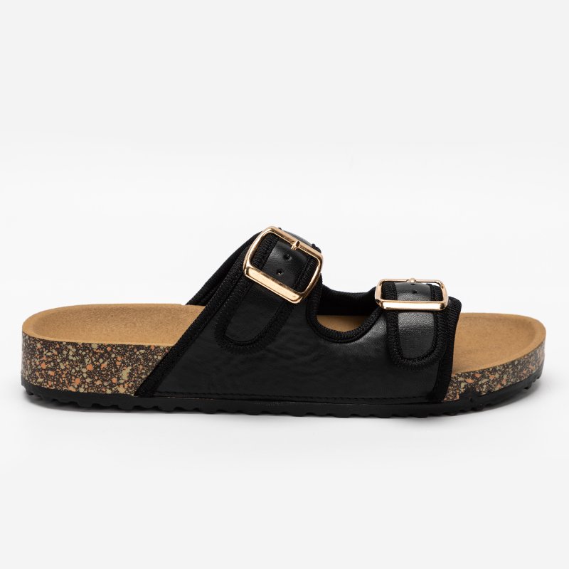 OEM ODM Double Strap Denim Cloth Women's Slides with Double Buckle Linen Cloth Girl's custom women slippers