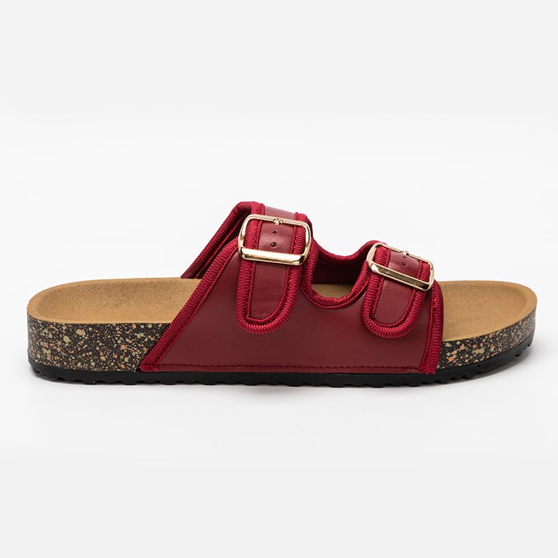 OEM ODM Double Strap Denim Cloth Women's Slides with Double Buckle Linen Cloth Girl's custom women slippers