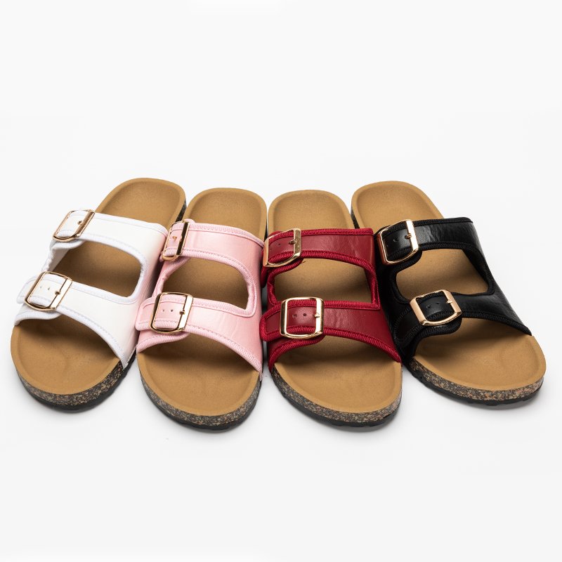 OEM ODM Double Strap Denim Cloth Women's Slides with Double Buckle Linen Cloth Girl's custom women slippers