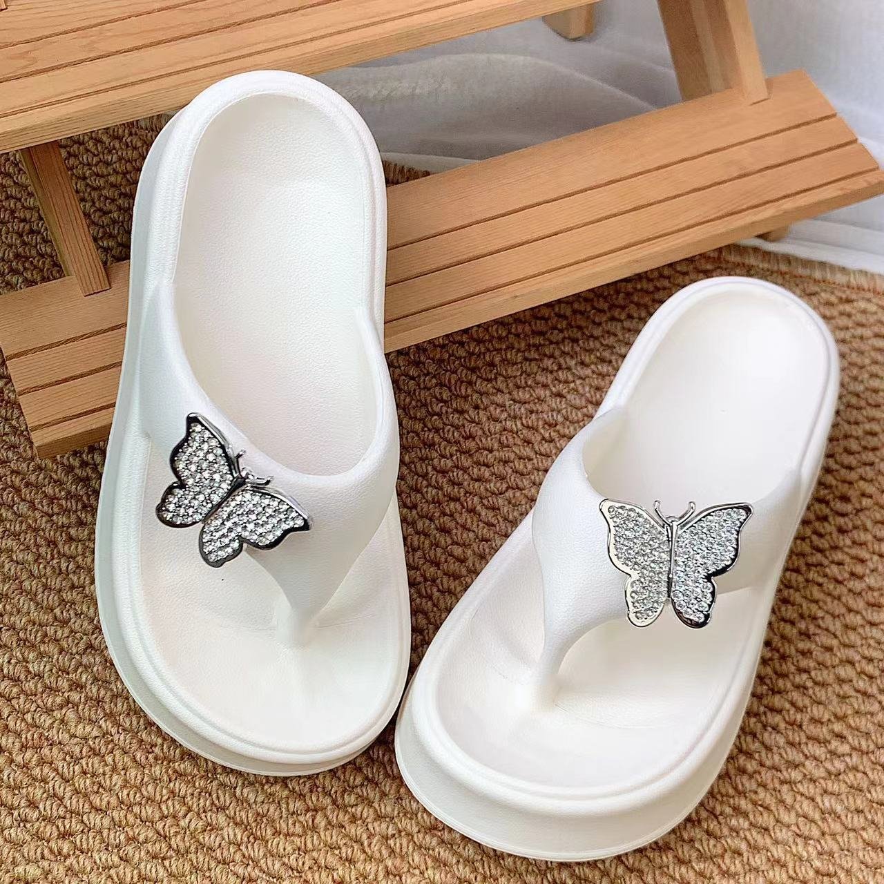 Beach Sandals Thick Sole Soft EVA High Heel Flip Flops Summer Non-Slip Fashion Slides Slippers