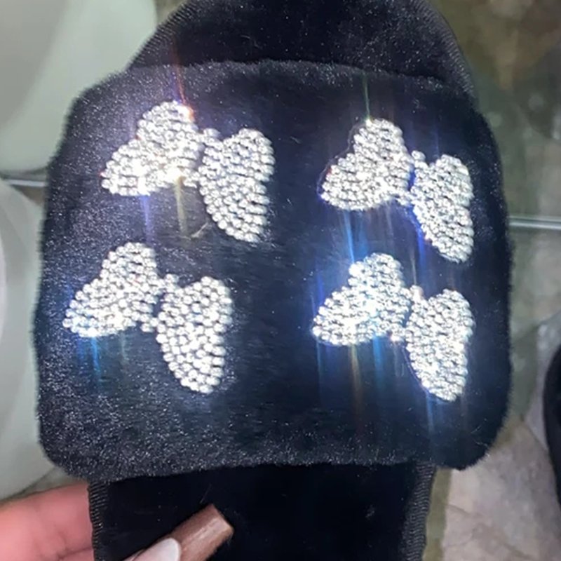 Women's Casual Indoor Fluffy Luxury Fur Slippers round Soft Upper Leather Sandals with Warmth Colorful Furry Slides Wholesale