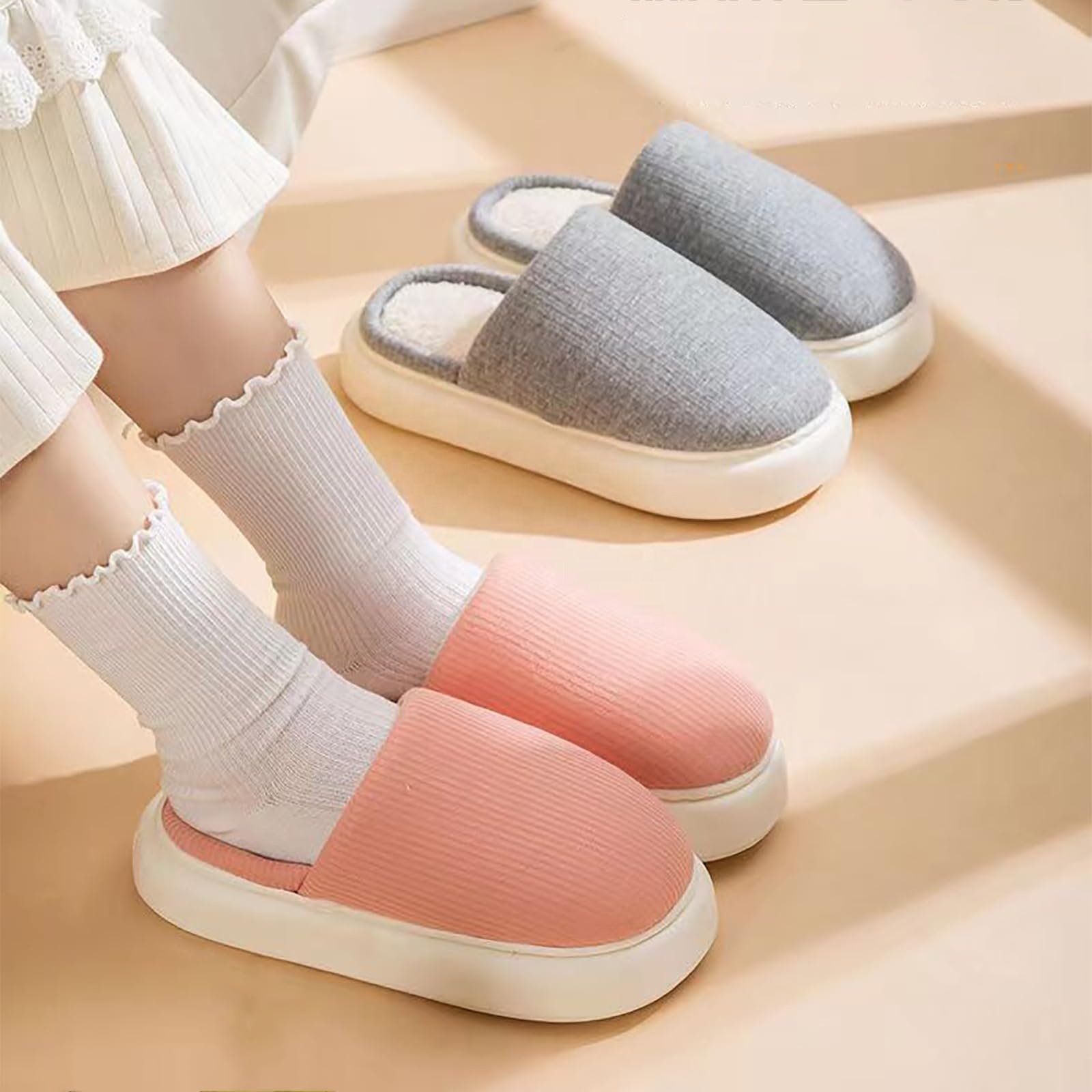 Slides Slippers,Home Slippers for Women and Man,Cozy Cushion Ladies Lightweight Warm with Thick Sole