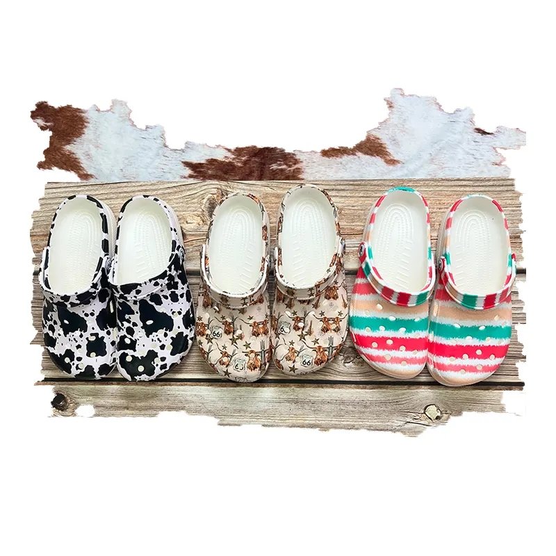 Wholesale Western Women's Cow Print Slide Slipper
