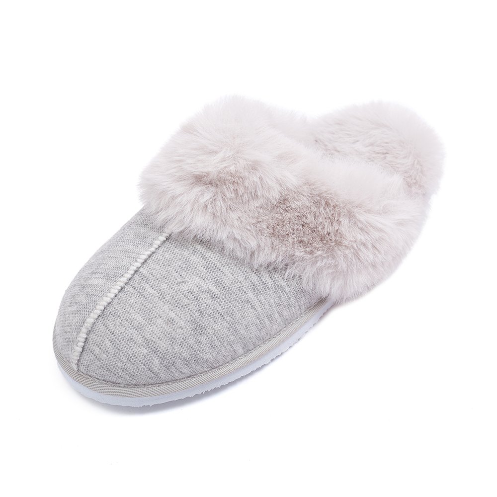 Women's Winter Simple Pure Color Plush Slides Slippers Indoor Warm Couples Soft Bottom Cotton Slippers