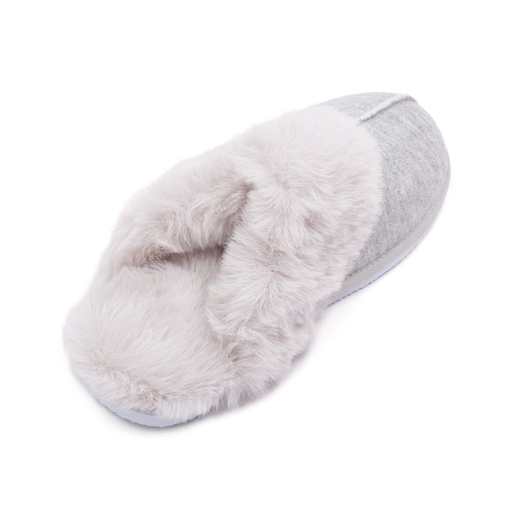 Women's Winter Simple Pure Color Plush Slides Slippers Indoor Warm Couples Soft Bottom Cotton Slippers