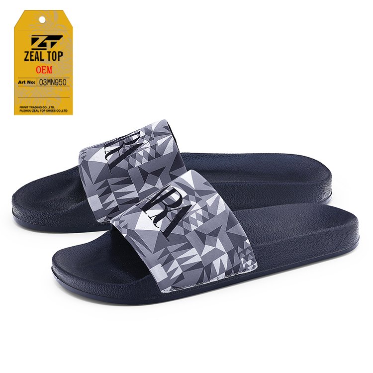 Wholesale High Quality Custom Men's Slippers Fashionable Outdoor Summer Slides with EVA and PU Insoles