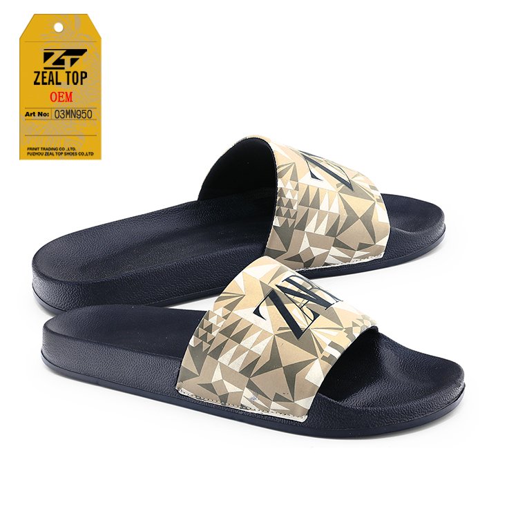 Wholesale High Quality Custom Men's Slippers Fashionable Outdoor Summer Slides with EVA and PU Insoles