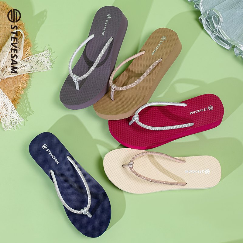 Wholesale Factory PVC Summer Outdoor indoor women flip-flops slippers seaside beach slides slippers platform