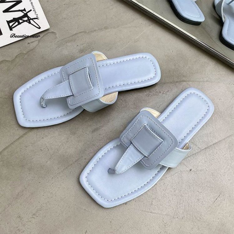 2022 High Quality Summer Ladies Flip Flops Slipper PU Leather Flat Sandals Women Beach Slides Flat Slippers