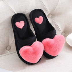 Winter Plush Heart Indoor Slide Slippers for Women Girls PU DDP Winter Slippers Rabit Design Custom Logo House Furry Warm Home