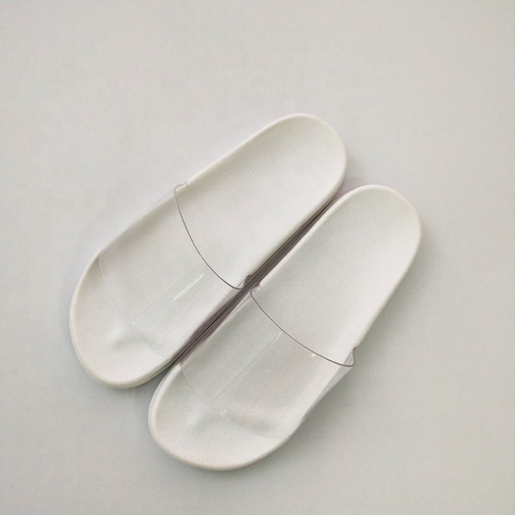 Wholesale slide sandals lady men transparent non slip slipper custom personal logo clear flip flops beach women sliders