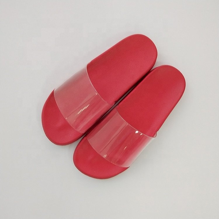 Wholesale slide sandals lady men transparent non slip slipper custom personal logo clear flip flops beach women sliders