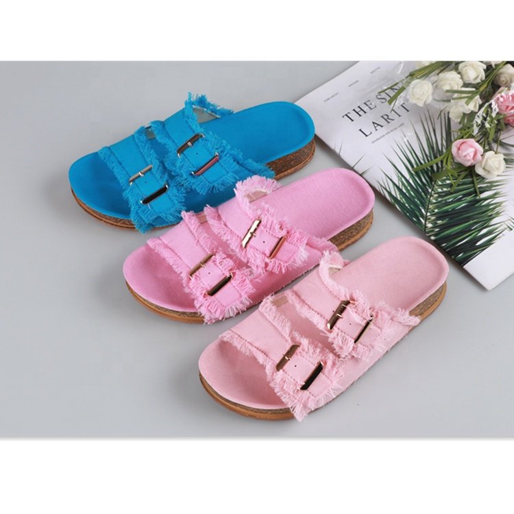 designer sandals 2021 ladies slippers and sandals with cork sole of cheap price denim cloth anti-skid durable shoes in best material