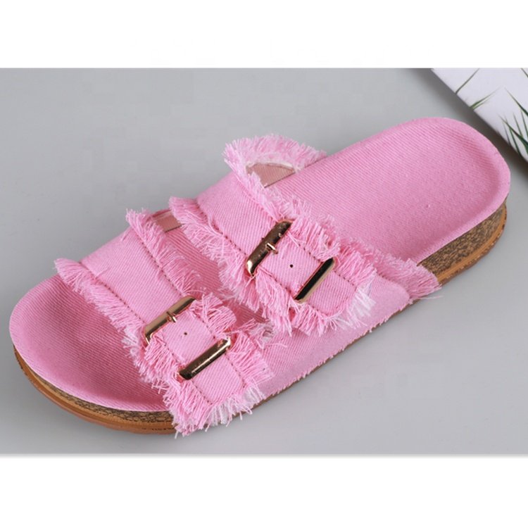 designer sandals 2021 ladies slippers and sandals with cork sole of cheap price denim cloth anti-skid durable shoes in best material