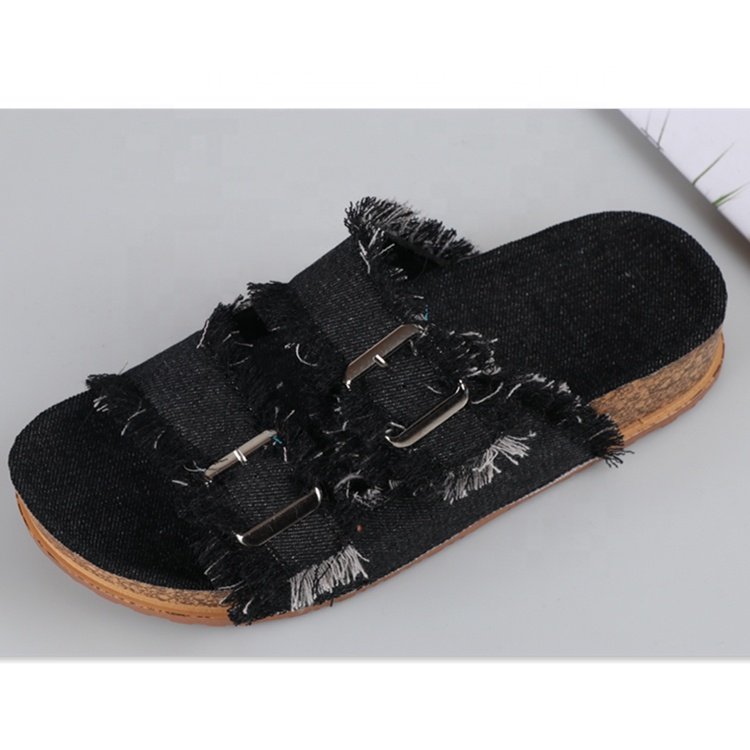 designer sandals 2021 ladies slippers and sandals with cork sole of cheap price denim cloth anti-skid durable shoes in best material