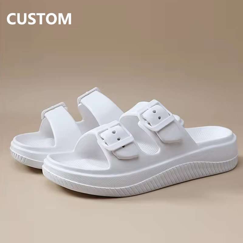 EVA Slides Slipper Thick Platform Casual Flip Flops Sandals For Women Man Double Strap Adjustable Buckle Slippers Custom Logo