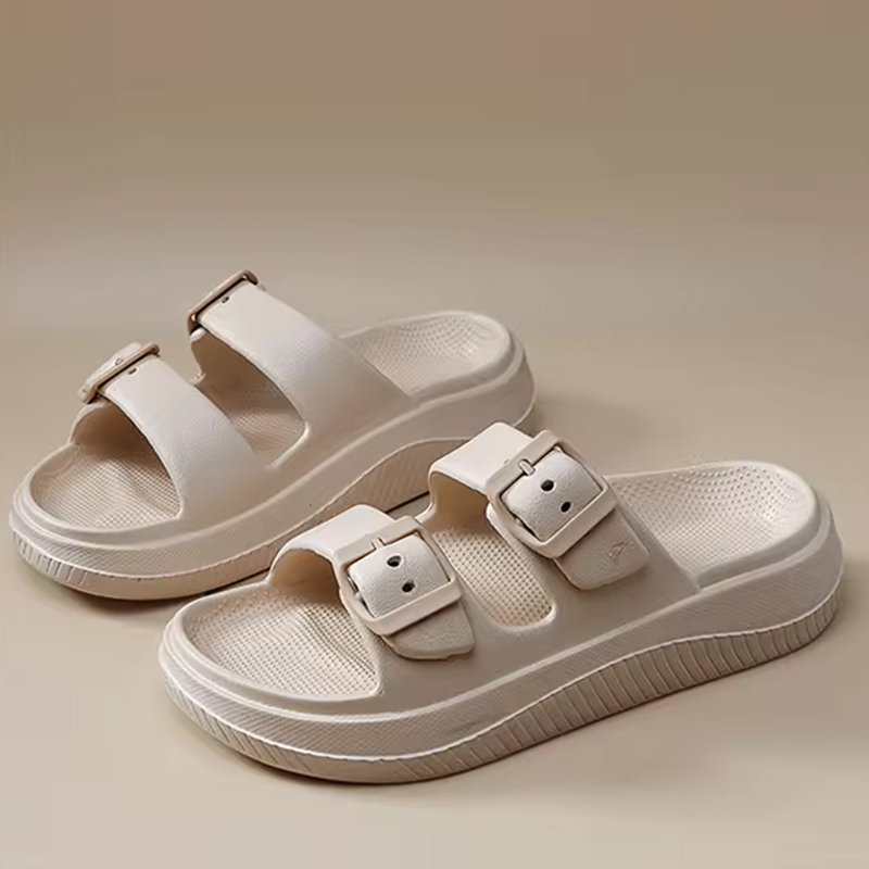 EVA Slides Slipper Thick Platform Casual Flip Flops Sandals For Women Man Double Strap Adjustable Buckle Slippers Custom Logo