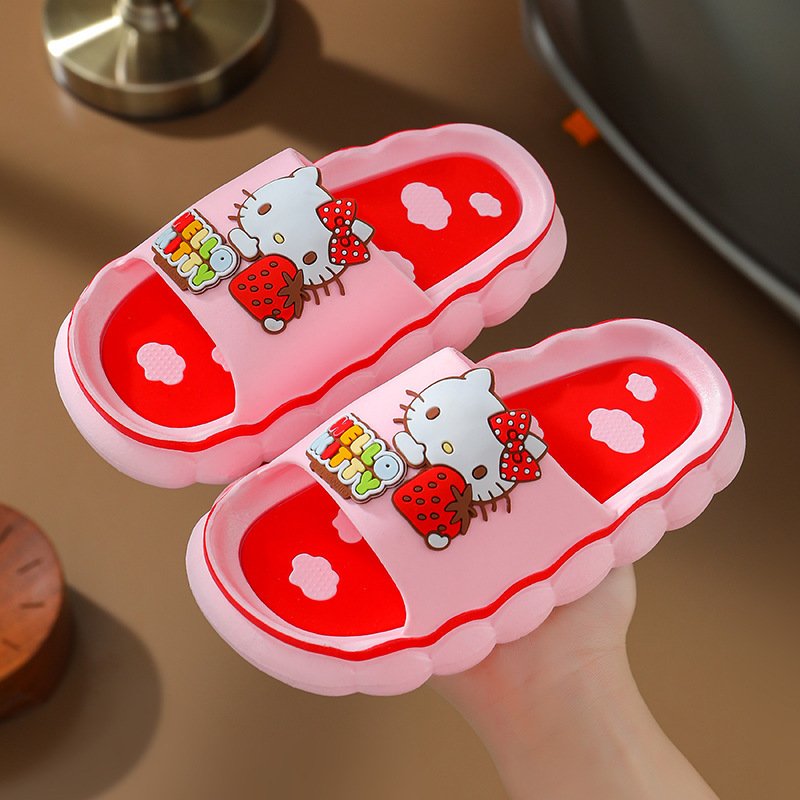 New Kids Slippers Summer Girls Sandals Boys Cartoon Sanrios Kuromi My Melody KT Cat Home Korean Anti-slip Parent-Child Slippers
