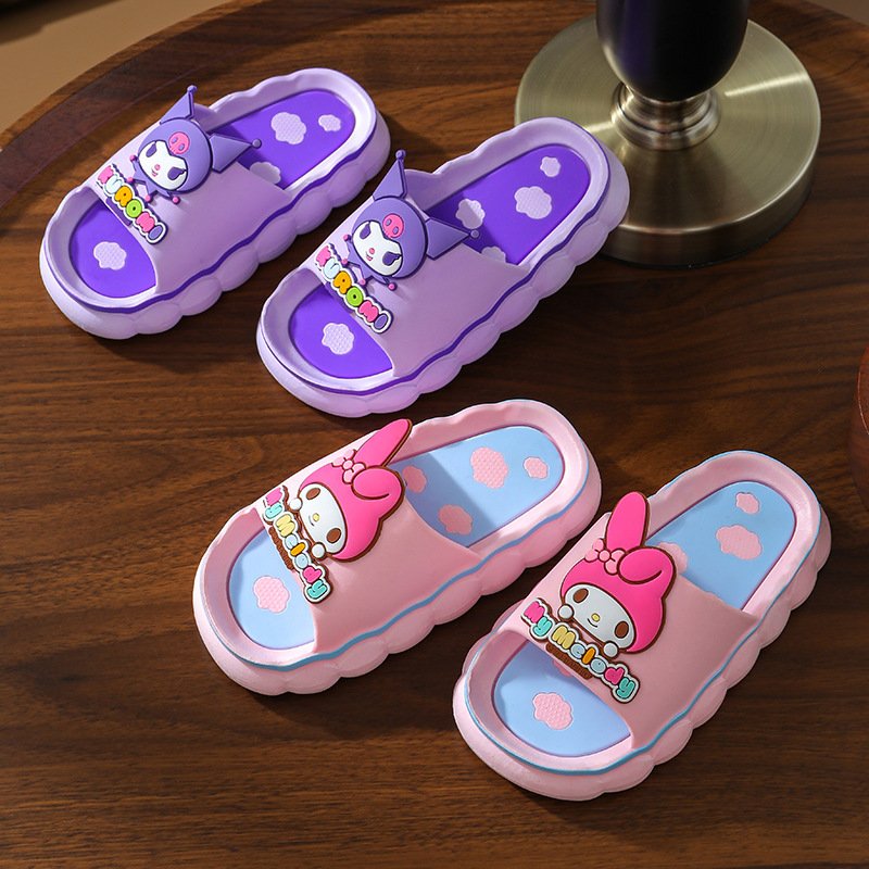 New Kids Slippers Summer Girls Sandals Boys Cartoon Sanrios Kuromi My Melody KT Cat Home Korean Anti-slip Parent-Child Slippers