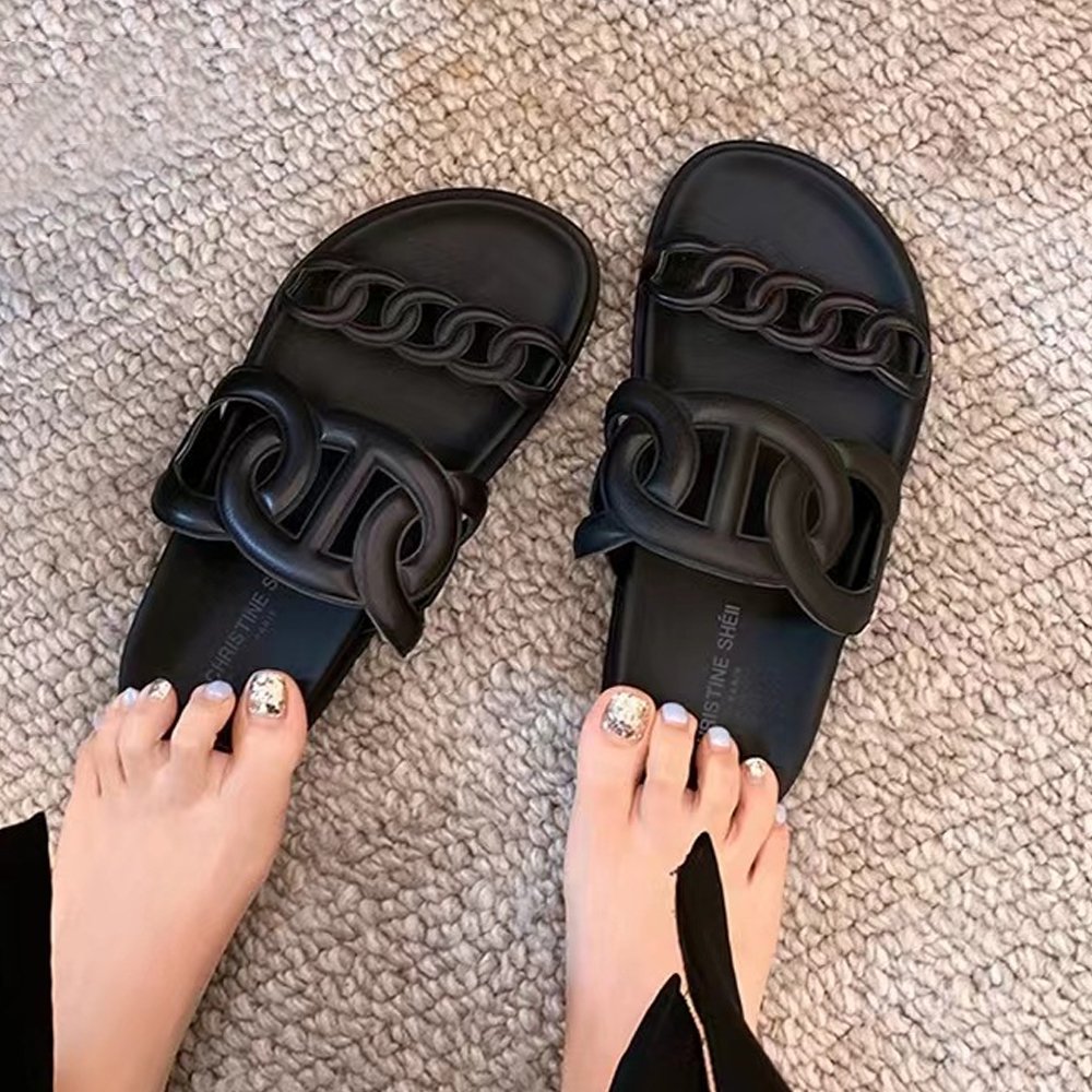 Women Fancy Platform Slide Outdoor High Quality Lady Double Strap Design Casual Comfort Slide Slippers