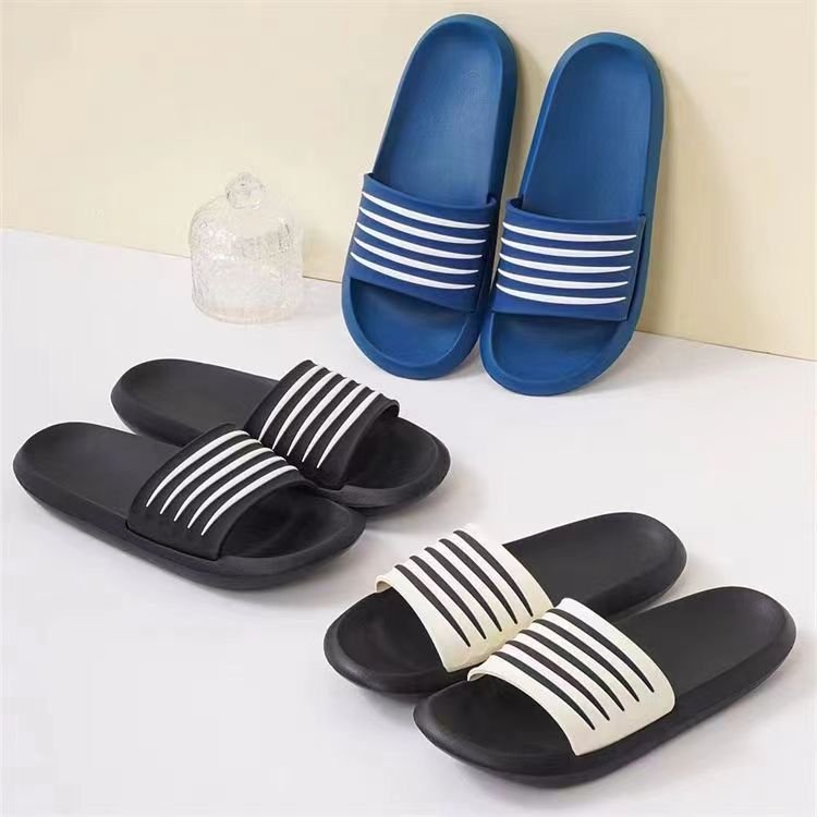 Summer Casual Men's Slippers Slides EVA Beach Slides Outdoor Striped Elevated Thick Sole Bottom Platform Open Toe Sandals