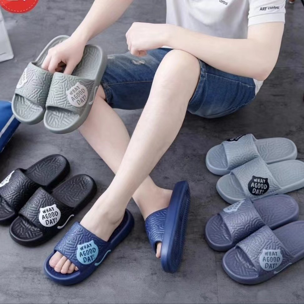 Summer Casual Men's Slippers Slides EVA Beach Slides Outdoor Striped Elevated Thick Sole Bottom Platform Open Toe Sandals