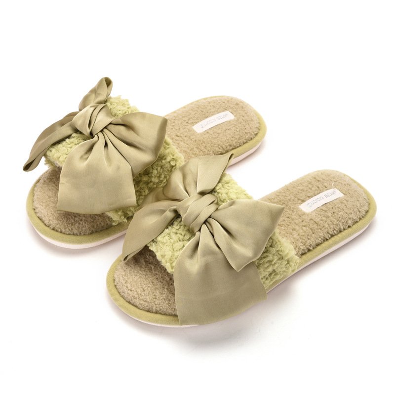 CIXI AIDA wholesales sweet Bowknot open toe SOFT AND FURRY slides slippers for women