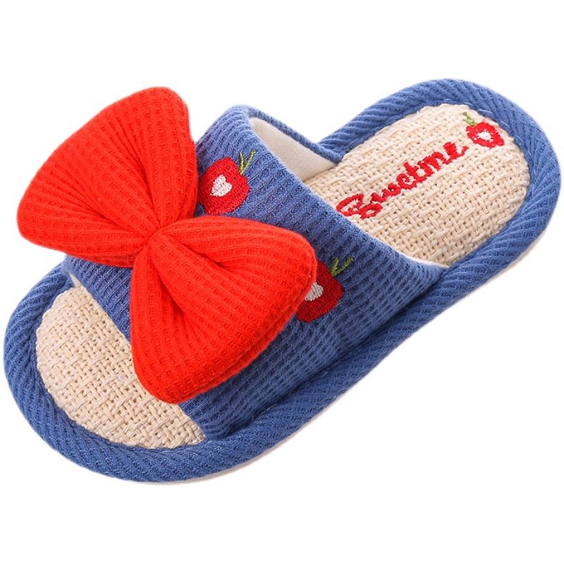 fashion design Children's linen spring autumn slipper girl parent-child cute house indoor outdoor shoes plush slide slippers