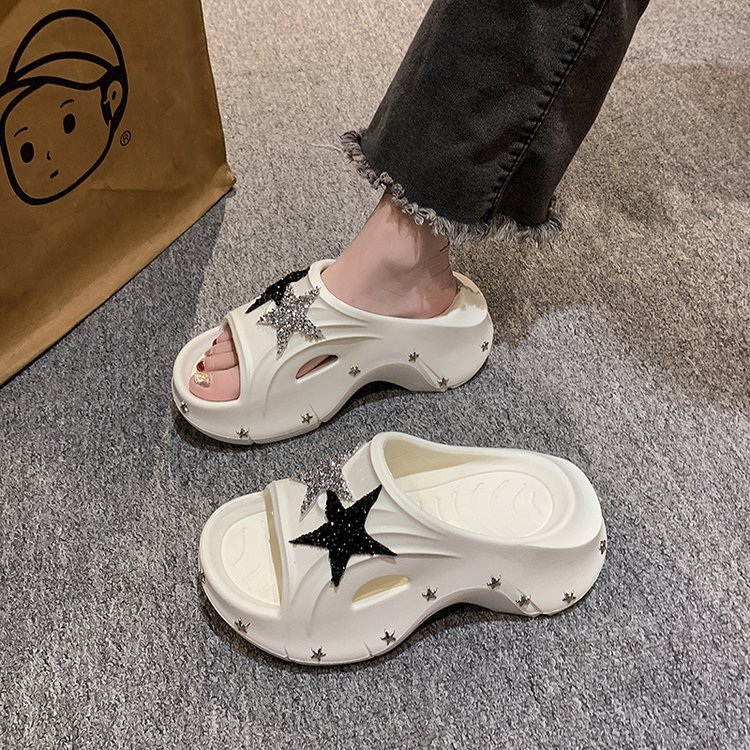 High-heeled Wedges Slippers Beach Platform Sandals Summer Beach Outdoor Casual Thick Sole Luxury Slides For Women Custom Charms