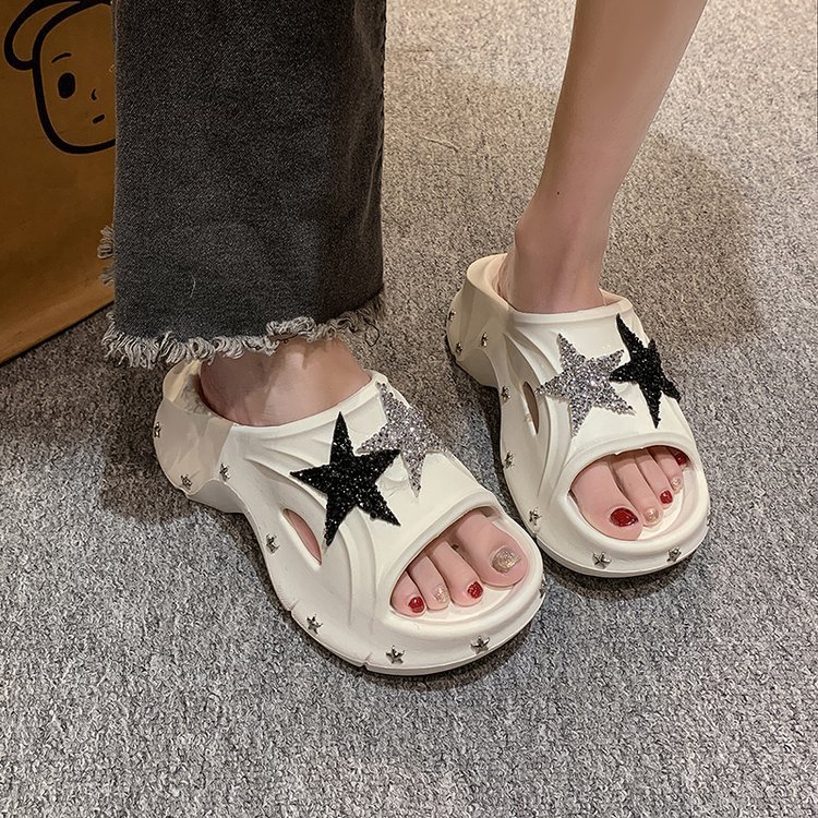 High-heeled Wedges Slippers Beach Platform Sandals Summer Beach Outdoor Casual Thick Sole Luxury Slides For Women Custom Charms