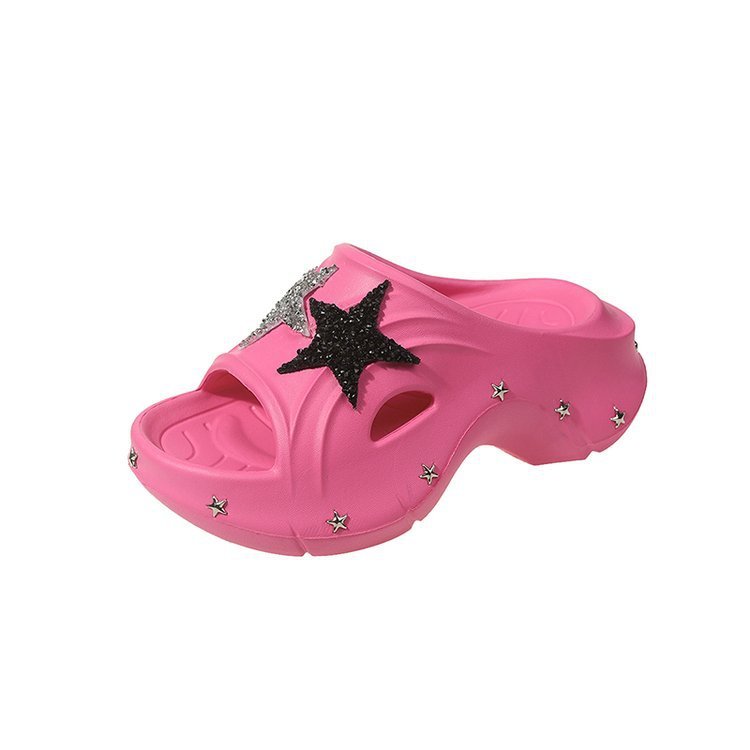 High-heeled Wedges Slippers Beach Platform Sandals Summer Beach Outdoor Casual Thick Sole Luxury Slides For Women Custom Charms