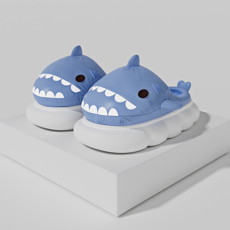 Winter Warm Adult Chinelos Masculinos Pantuflas de Peluches EVA Fluffy Cozy Home Slippers Animal Cute Cloud Shark Slides Slipper