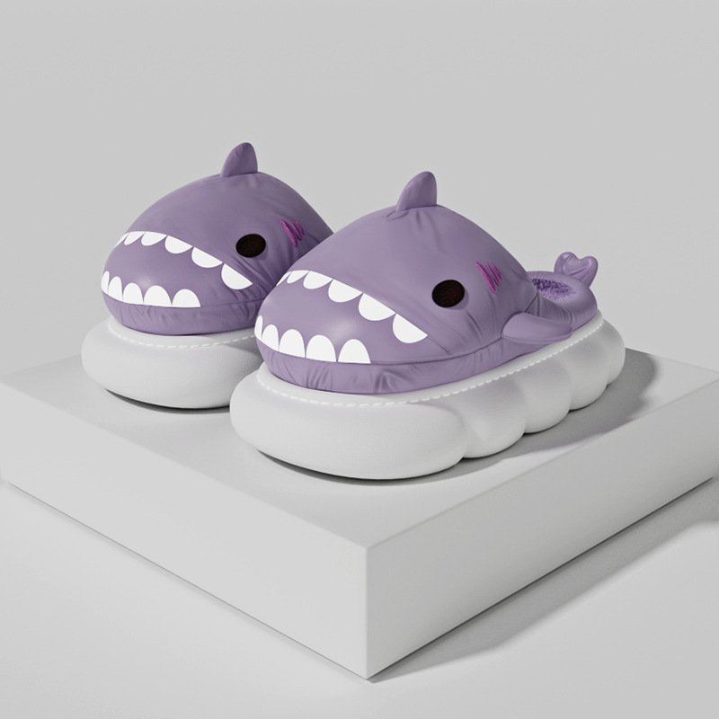 Winter Warm Adult Chinelos Masculinos Pantuflas de Peluches EVA Fluffy Cozy Home Slippers Animal Cute Cloud Shark Slides Slipper