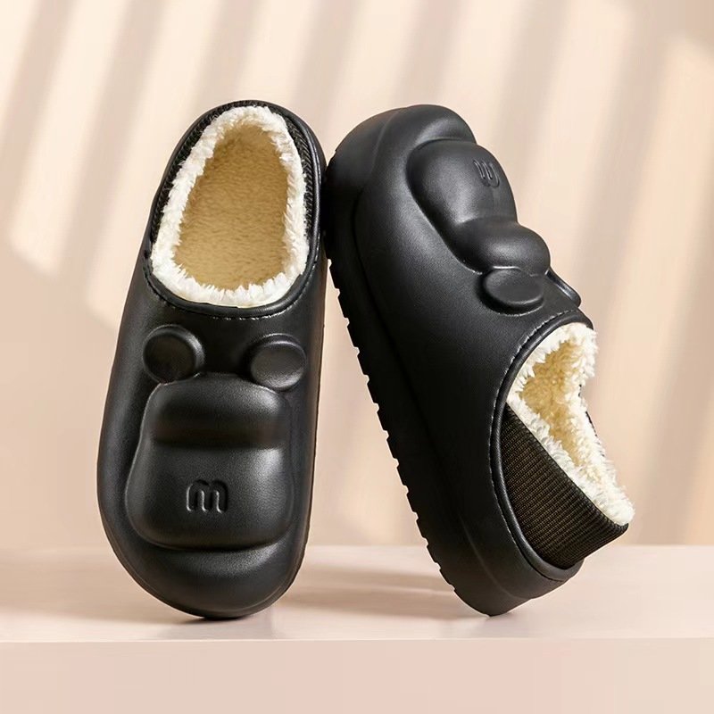 Waterproof Fluffy Slipper Winter Slides Home Cotton Shoes Plush Slip-on Fluffy Warm Indoor Slippers