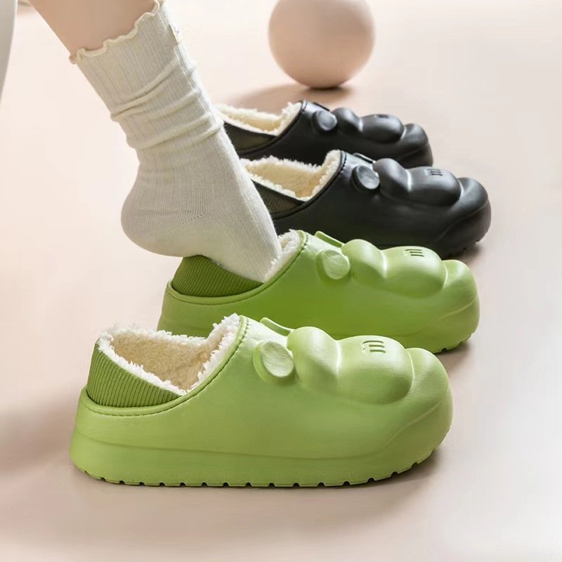 Waterproof Fluffy Slipper Winter Slides Home Cotton Shoes Plush Slip-on Fluffy Warm Indoor Slippers