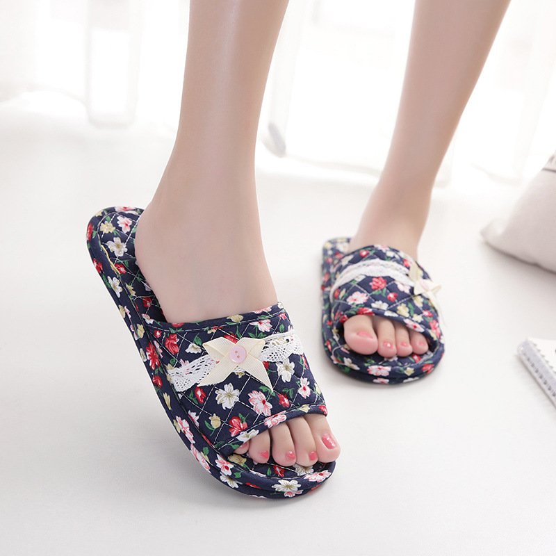 Fabric cloth sole wooden floor soft slippers men and women summer mute indoor shoes