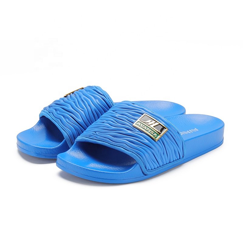 Xsheng Wholesale Custom Slides Unisex Metal Logo Rubber Slides Slippers New Style Casual Beach Slipper Outdoor Slides Shoes