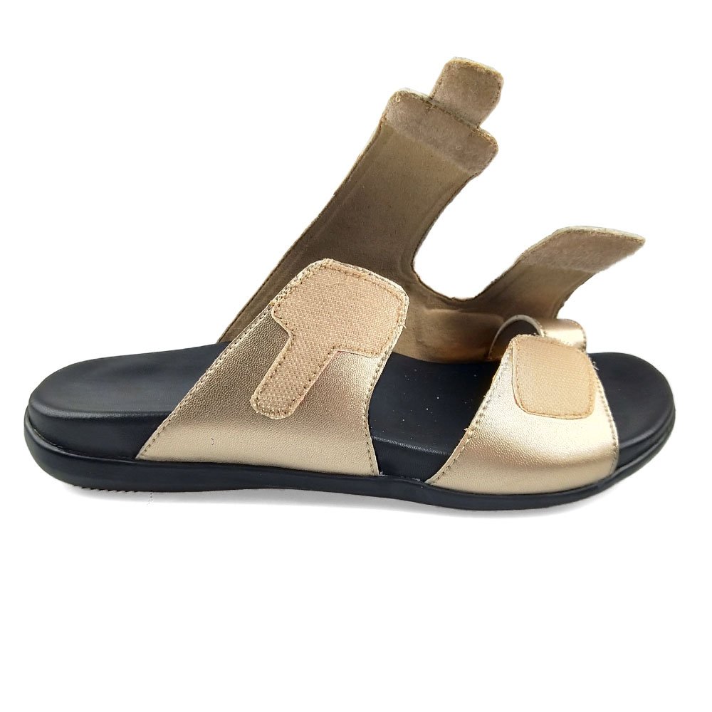 Leather Orthopedic Sandals Black Casual Diabetic Shoes for Women Ladies Arch Support Slippers Light OEM Outdoor Medical
