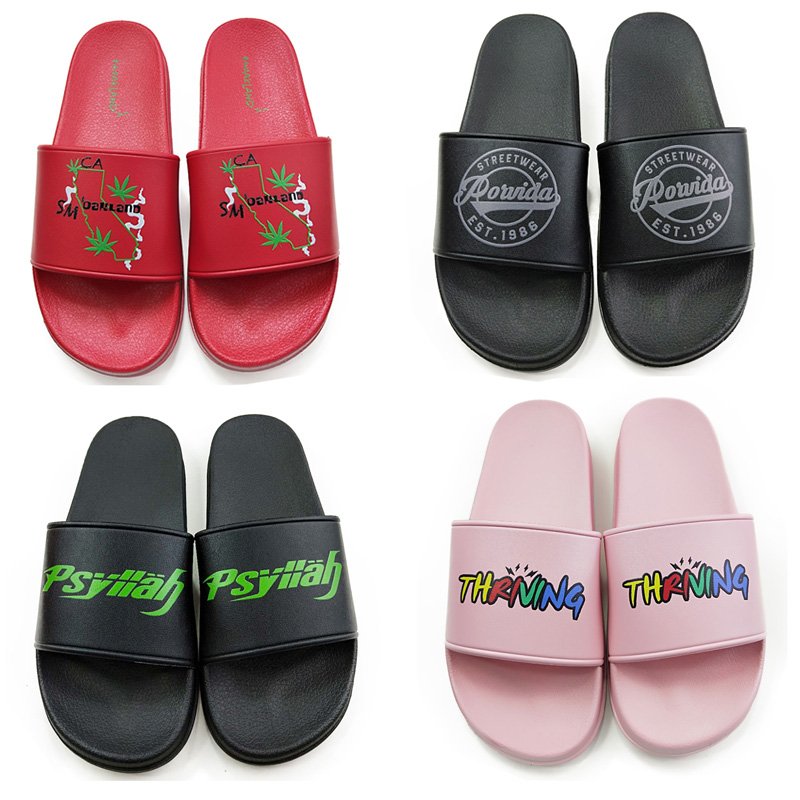 2020 Slide For Man Indoor Pvc Sandals Custom Logo Print Men Embossed Slide Rubber color Slide Slipper Design Supplier Chinelo