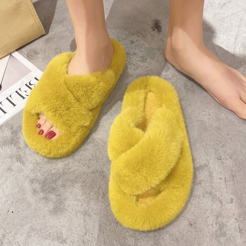 New products warm slides slipper for women shoes can be customized with logo ladies house cross slipper fashion fur slippers