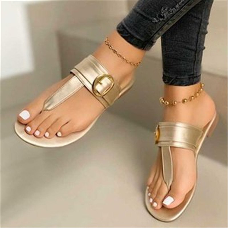 Hot items summer casual t-strap women slides slippers outer wear lady thong sandals flat heel comfy female flip flops