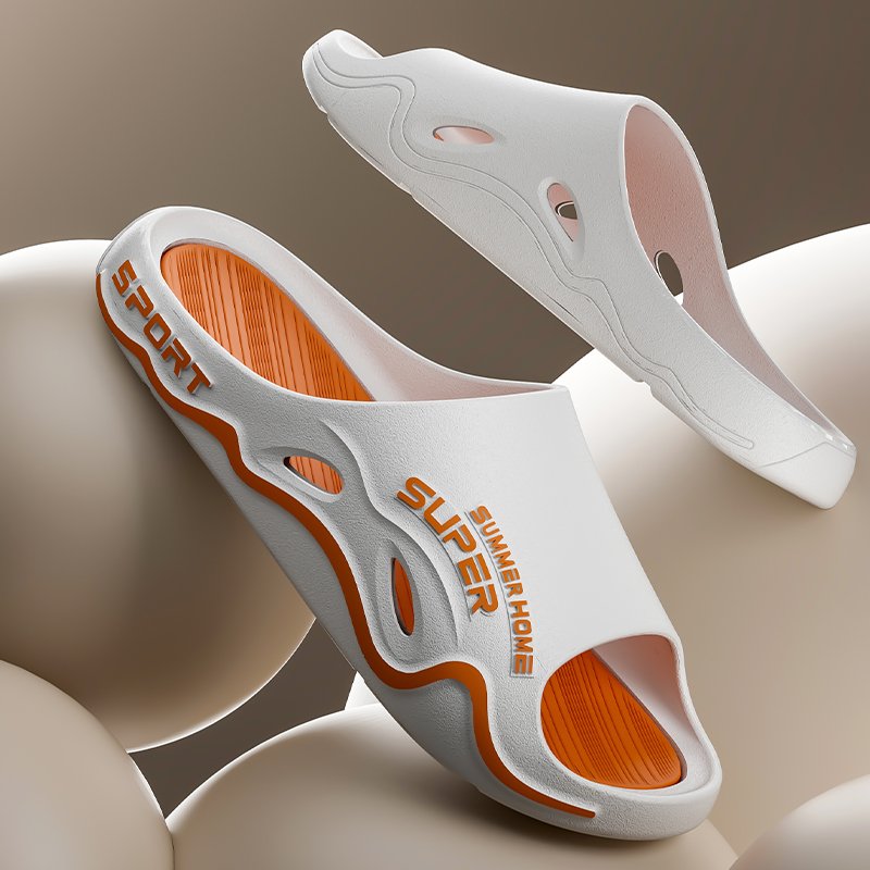 2024 Men's Summer Outdoor Slippers with Thick Soled and Non-Slippery Bottom Deodorant Soft Bath Slippers for Home Use