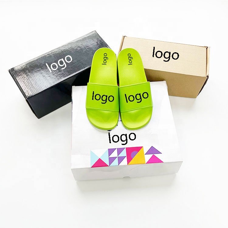 2023 Wholesale Manufacturers Design Green Slipper Slides With Box PVC Slippers Sandals Women Custom Logo Home Slippers