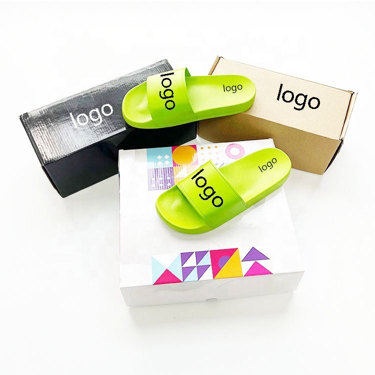 2023 Wholesale Manufacturers Design Green Slipper Slides With Box PVC Slippers Sandals Women Custom Logo Home Slippers